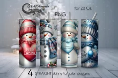 Xmas Snowman | 4 Christmas Skinny tumbler sublimation PLUS Product Image 1