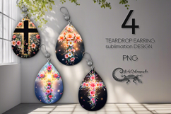 Christian Cross | 4 Sublimation Teardrop Earring designs P Product Image 1