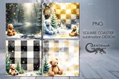 Christmas plaid | xmas square coaster sublimation design Product Image 1