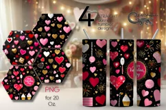 Black & pink Hearts | Skinny tumbler sublimation design P Product Image 1