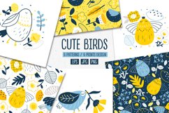 Cute birds pattern, Floral paper. Product Image 1
