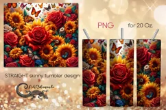 Butterfly & sunflower | Skinny tumbler Sublimation design P4 Product Image 1