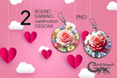 Watercolor Roses | Round earring sublimation design4 Product Image 1