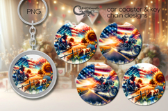 Motorcycle patriot | Bike Car coaster &amp; key chain design PL4 Product Image 1