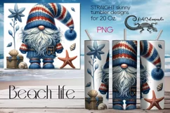 Gnome Beach life | Marine Skinny Tumbler Sublimation design Product Image 4