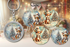 Christmas deer | vintage Car coaster &amp; key chain designs P4 Product Image 1