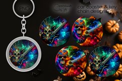 Music &amp; skulls | Halloween Car coaster &amp; key chain design P4 Product Image 1
