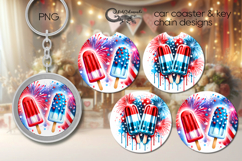 Patriotic usa flag | american coaster &amp; key chain design PL4 Product Image 1