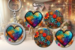 Valentine vintage hearts | car coaster &amp; key chain design P4 Product Image 1