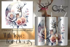 Moon, flowers & Deer | Skinny tumbler sublimation design PL4 Product Image 1