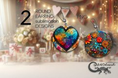 Valentine vintage hearts | 2 Sublimation round earring PL4 Product Image 1