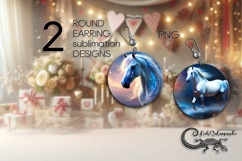 Horse | Round earring Sublimation design PL4 Product Image 1