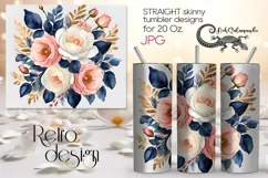 Watercolor Flower | Sublimation skinny tumbler design PLUS6 Product Image 1