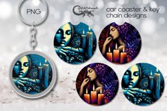 Girl in purple | coaster &amp; key chain sublimation design PL4 Product Image 1
