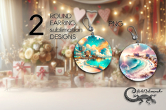 Bright Beach Life | Sublimation round earring designs PL4 Product Image 1