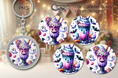 Funny Halloween character | car coaster &amp; key chain design 4 Product Image 1