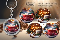 Christmas Coffee| Car coaster &amp; key chain design PLUS4 Product Image 1