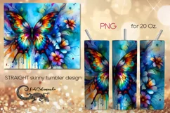 Watercolor Butterfly | Skinny tumbler Sublimation design PL4 Product Image 1