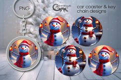 Christmas Snowman | Car coaster &amp; key chain sublimation PL4 Product Image 1