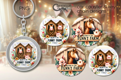 Funny farm | farmhouse Sublimation coaster &amp; key chain P4 Product Image 1