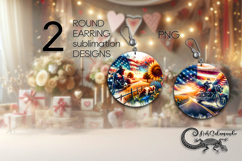 Motorcycle patriot | 2 bike Sublimation round earrings PL4 Product Image 1
