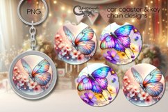 Watercolor butterfly | coaster &amp; key chain sublimation P2 Product Image 1