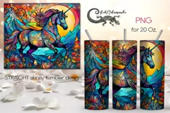 Mosaic Unicorn | magic skinny tumbler Sublimation design PL4 Product Image 1