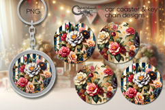 Vintage flowers 2 | Car coaster &amp; key chain sublimation PL4 Product Image 1