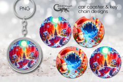 3d Christmas landscape | Car coaster &amp; key chain design PL4 Product Image 1