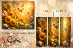 Watercolor sunflower | Skinny tumbler Sublimation design PL4 Product Image 1