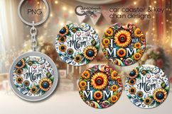 Mom&#039;s flower | Car coaster &amp; key chain sublimation design P4 Product Image 1