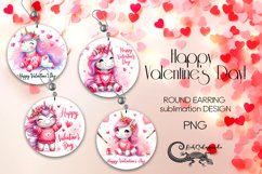 Valentine unicorn | Sublimation round earring design PLUS Product Image 1