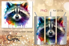Rainbow raccoon | skinny tumbler Sublimation design PLUS4 Product Image 1