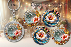 3D Flowers | car coaster &amp; key chain sublimation designs PL4 Product Image 1