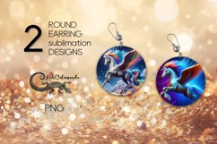 Pegasus | fantasy horse Round earring Sublimation design PL4 Product Image 1
