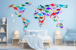 Detailed Multicolor Dinosaur World Map Product Image 1