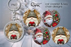 Christmas gnome | Embroidery Car coaster &amp; key chain Product Image 1