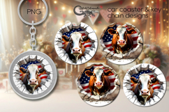 Cow &amp; wall | style Car coaster &amp; key chain sublimation PL4 Product Image 1