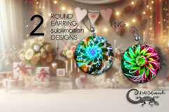 Abstract design | Round earring Sublimation PLUS4, PNG Product Image 1