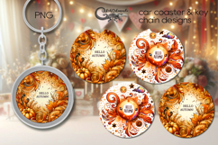 Hello Autumn | Fall Car coaster &amp; key chain designs, PL4 Product Image 1