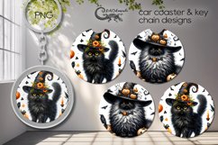 Halloween cat | funny Car coaster &amp; key chain sublimation4 Product Image 1