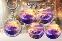 Fantasy sunset | coaster &amp; key chain sublimation design PL4 Product Image 1