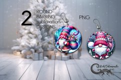 Night Christmas gnome | Round earrings sublimation designs 4 Product Image 1