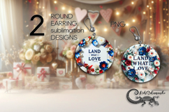 Patriotic USA flowers | American Round earring design PL4 Product Image 1