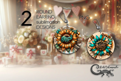 Western sunflowers | America Round earring sublimation PL4 Product Image 1