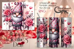 Valentine gnome | grey & pink Skinny tumbler Sublimation 4 Product Image 1