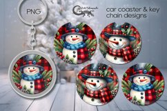 Christmas Snowman | 2 retro Car coaster &amp; key chain designs4 Product Image 1