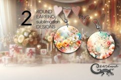 Watercolor Spring | Round Earring Sublimation design PL4 Product Image 1