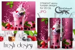 Berries Milkshake | Skinny tumbler Sublimation design PLUS4 Product Image 1