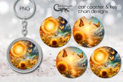 Romantic sunflowers | Car coaster &amp; key chain sublimation P4 Product Image 1